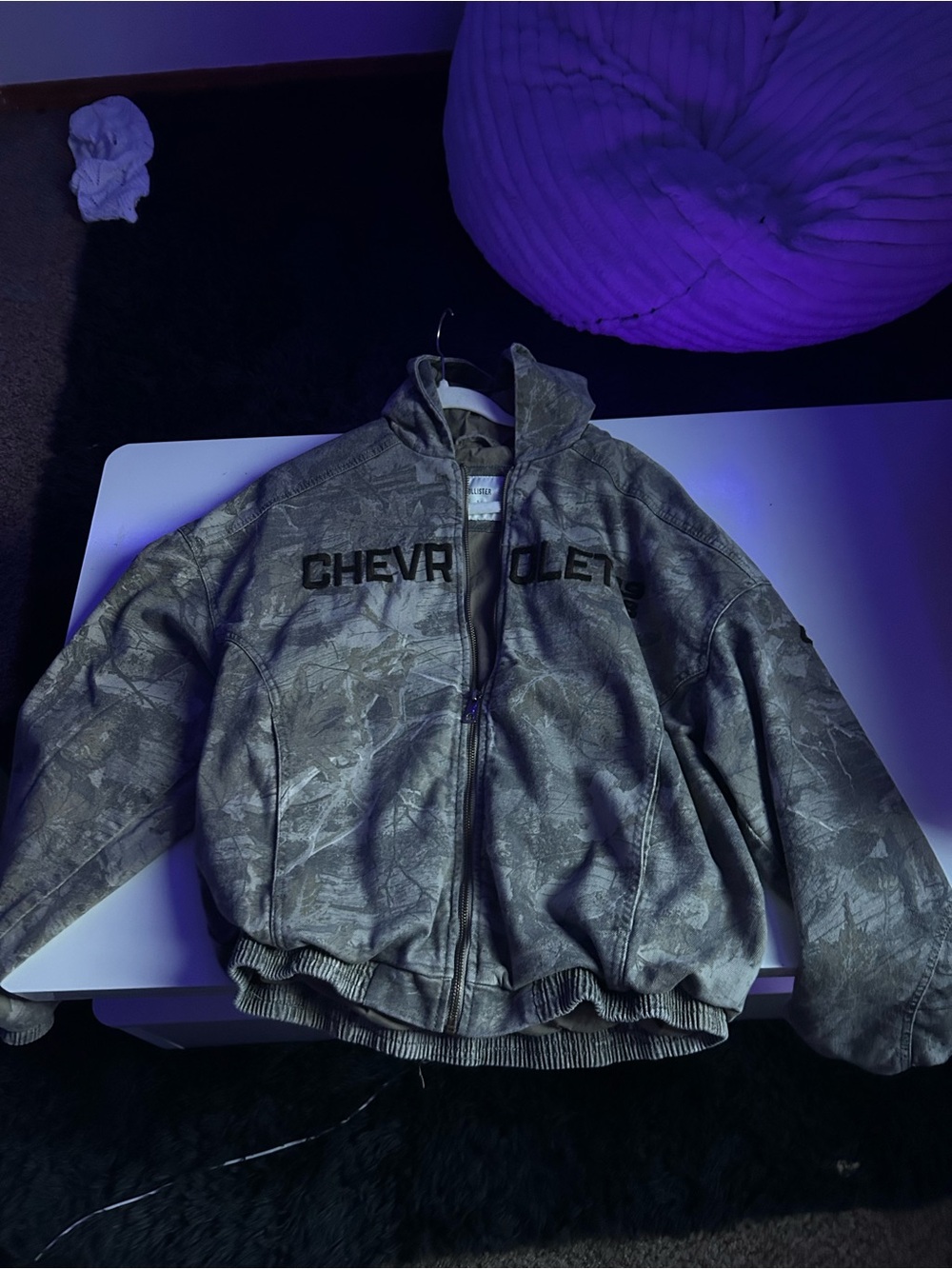Hollister Olive Green Camo Zip-Up Hoodie